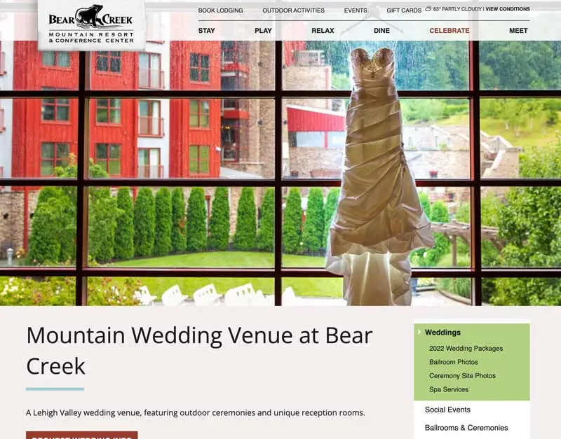 Bear creek mountain resort wedding venue in lehigh valley