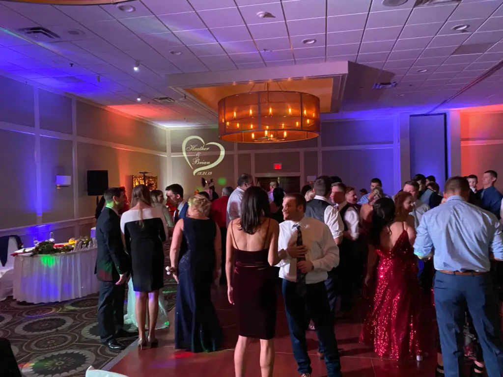 Multi-color uplighting on wedding dancefloor at the central hotel & conference center - harrisburg