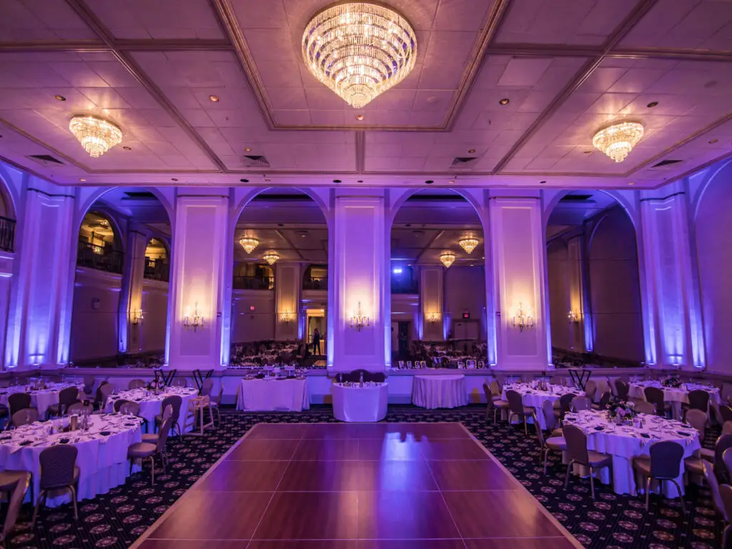 Purple Uplighting at Hotel Bethlehem in the Grand Ballroom