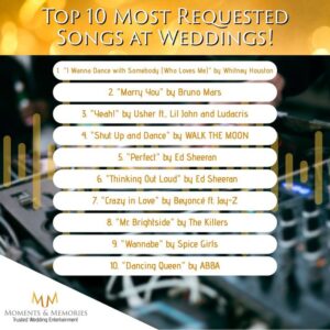 Lehigh Valley Wedding DJ Most Requested Songs